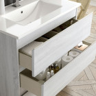 Meuble de salle de bain 140cm double vasque - 4 tiroirs - sans miroir - balea - hibernian (bois blanchi)