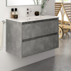 Meuble de salle de bain 80cm simple vasque - 3 tiroirs - sans miroir - iris - ciment (gris)