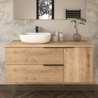 Meuble de salle de bain avec cuve arrondie et miroir KING - Roble (chêne clair) - 120cm