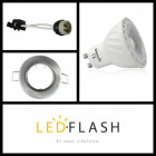 Kit spot led GU10 COB 4 watt (eq. 40 watt) - Support gris - Couleur eclairage - Blanc chaud 3000°K, Type Support - Carré orientable 84mm