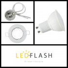 Kit spot led GU10 3 watt (eq. 30 watt) - Support blanc - Couleur eclairage - Blanc froid, Type Support - Rond fixe 85mm