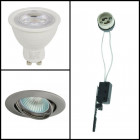 Kit Spot led GU10 5 watt (eq. 50 watt) dimmable - Support Gris - Couleur eclairage - Blanc chaud 3000°K, Type Support - Rond fixe 85mm