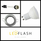 Kit spot led GU10 5 watt (eq. 50 watt) - Douille GU10 domino - Support gris - Couleur eclairage - Blanc froid, Type Support - Rond orientable 86mm