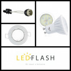 Kit spot led gu10 6 watt (eq. 60 watt) céramique - support blanc - couleur - blanc chaud 3000°k, support - carré orientable 84mm