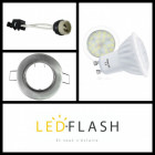 Kit spot led GU10 6 watt céramique - Supportt gris - Couleur eclairage - Blanc chaud 3000°K, Type Support - Carré orientable 84mm