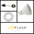 Kit spot led GU10 COB 5 watt (eq. 50 watt) Dimmable - Support blanc - Couleur eclairage - Blanc froid, Type Support - Rond fixe 85mm