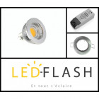 Kit spot led GU5.3 COB 5 watt Dimmable - Couleur eclairage - Blanc chaud 3000°K, Finition - Grise, Type Support - Rond fixe 78mm