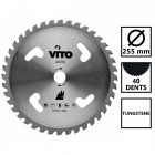 Lame de coupe débroussailleuse 40 dents  diam 255mm - tungstène alesage 25.4