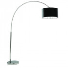 Lampadaire 1 ampoule arcs, en chrome avec abat-jour noir