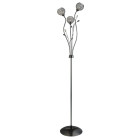 Lampadaire bellis ii, en chrome noir et verre