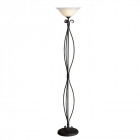 Lampadaire torchiere, fer et verre, noir