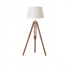 Lampadaire tripod, manguier et laiton, sans abat-jour