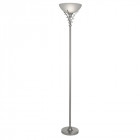 Lampadaire uplighters, en  argent satiné et verre opale