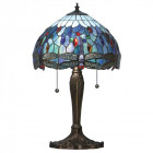 Lampe 30 cm dragonfly blue, verre et zinc