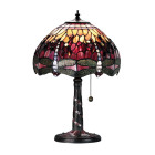 Lampe 30 cm dragonfly red, verre et résine