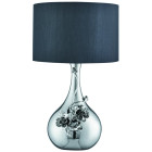 Lampe de table, en chrome et céramique 35 cm, avec abat-jour noir