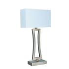 Lampe de table, en laiton antique avec abat-jour blanc