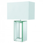 Lampe de table, pied miroir et abat-jour blanc imitation soie