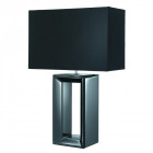 Lampe de table pied miroir noir et abat-jour noir imitation soie