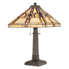 Lampe finton, bronze vintage et verre tiffany
