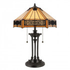 Lampe indus, bronze vintage et verre tiffany