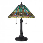 Lampe king, bronze vintage et verre tiffany