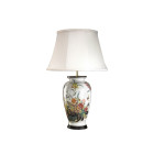 Lampe rose, porcelaine, sans abat-jour