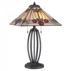 Lampe ruby, bronze et verre tiffany