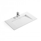 Lavabo suspendu rectangulaire - solid surface blanc mat - 90x50 cm - single