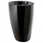Lavabo totem rond - céramique noir brillant - 50x85 cm - ove