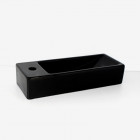 Lave main rectangulaire gain de place gauche - céramique noire - 38x15 cm - minimalist