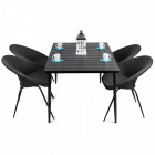Leon - salon de jardin table + 4 chaises rondes en rattan       noir