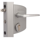 Serrure à clé pour portail industriel, poteau carré 30 à 50mm, couleur gris - locinox