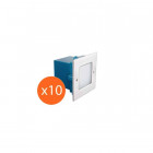 Lot de 10 appliques encastrables carré ip 54 0,6 watt pour extérieur - couleur - blanc chaud 3000°k