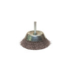 Brosse conique sur tige fil acier ondulé décapage dur bois/métal - D. 75 mm - Q. 6 mm - fil 0.30 - LEMAN - 310.075V