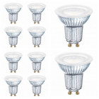 Lot de 10 spots led gu10 par16 120° 6,9 watt (eq. 80 watt) blanc chaud