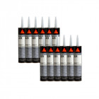 Lot de 12 colles mastic multi-usages sika sikaflex 221 - noir - 300ml