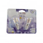 Lot de 2 ampoules led E14 1 watt (eq. 15 watt) - Frigo ou hotte - Couleur eclairage - Blanc chaud 2700°K