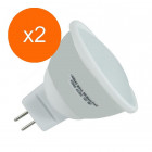 Lot de 2 spots led GU5.3 3 watt (eq. 30 watt) - Couleur eclairage - Blanc chaud 3000°K