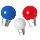 Lot de 3 ampoules bleu blanche rouge b22 incassables avec culot en fer