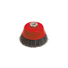 Brosse conique pour meuleuse fil acier ondulé 0.30 mm D. 100 mm M14 pour métal - Décapage dur - LEMAN - 540.100V
