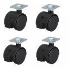 Lot de 4 roulette pivotante à freins à platine  ø 40mm