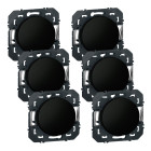 Lot de 6 interrupteurs ou va-et-vient dooxie 10ax 250v finition noir (300452)