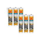 Lot de 6 mastics silicone à séchage rapide sika sikaseal-182 sanitaire express 1h - transparent - 300ml