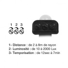 Projecteur LED Plat Noir 20W 6000K + Détecteur - LUMOS SLIM II