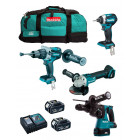 Makita kit mk403 (dhp481 dhr243 dga504 dtd154 2 x 5,0 ah dc18rc lxt600)