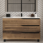 Meuble de salle de bain 120cm simple vasque - sans miroir - 6 tiroirs - tabaco (bois foncé) - mata