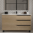 Meuble de salle de bain 120cm simple vasque - sans miroir - 6 tiroirs - madera miel (bois clair) - mata