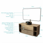 Meuble de salle de bains 120 TIMBER Décor chêne 2 tiroirs - Vasque noire à poser Miroir LED 120x70 Aurlane - PACM847