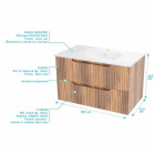 Meuble et colonne de salle de bains LEON 80cm - Façade ondulée - Vasque blanche mate - LEON Aurlane - Couleur au choix